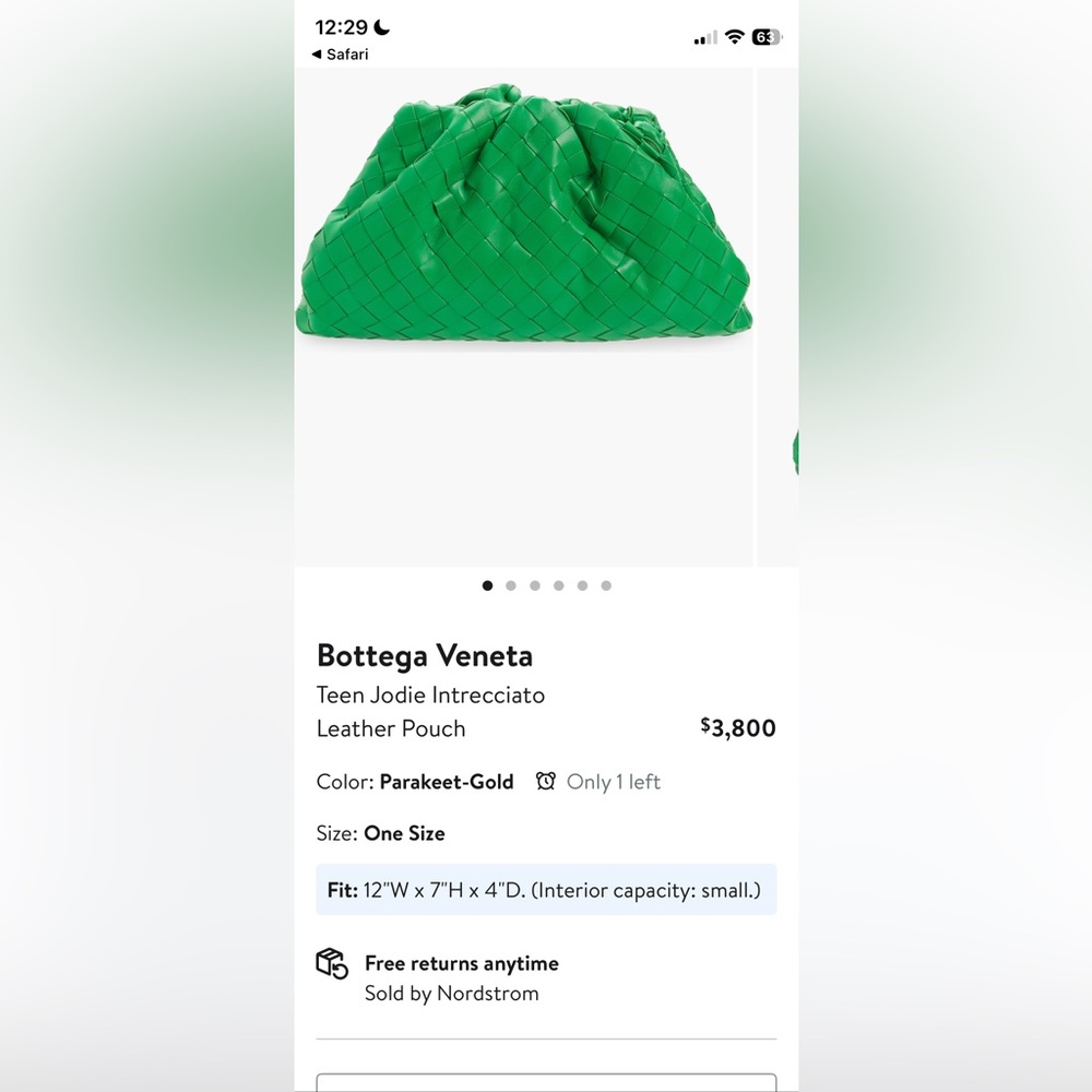 Brand NWT Bottega Veneta Teen Intrecciato Leather Pouch/Clutch in Parakeet Color - Picture 14 of 14